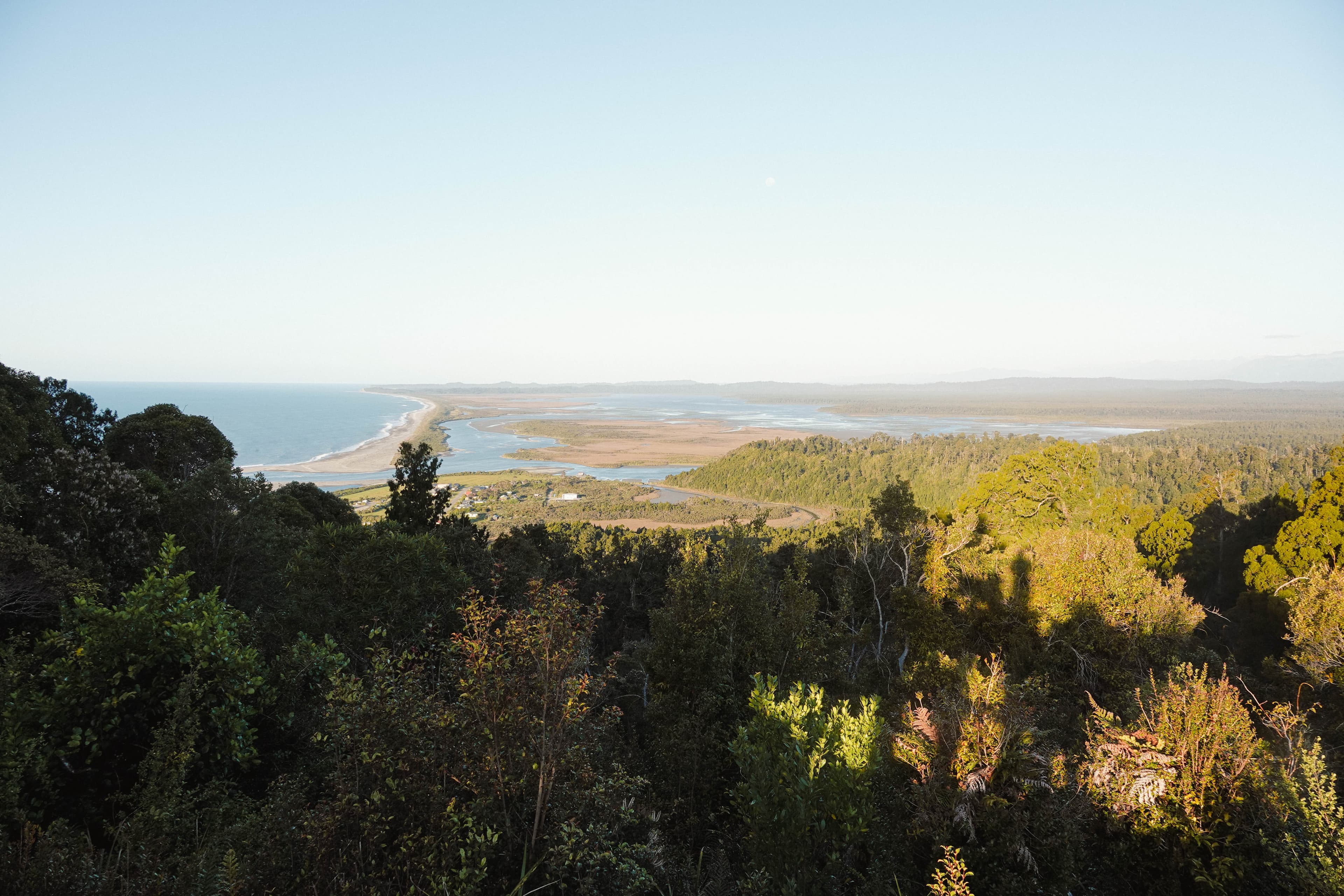 Scenic view of Okarito Lagoon wetlands